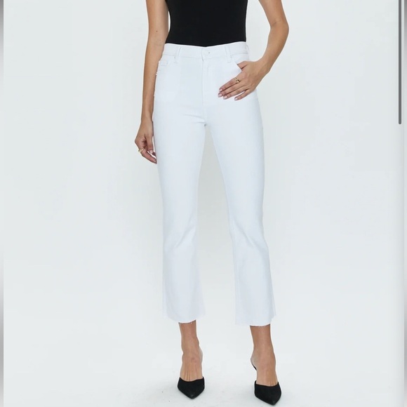 Pistola LENNON HIGH RISE CROP Boot Cut Jeans Raw Hem White sz 31 NWT - Picture 1 of 8